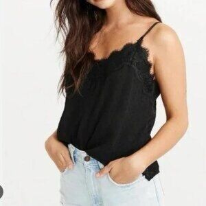 Abercrombie & Fitch Black Lace Cami Size M Mesh Dots Design